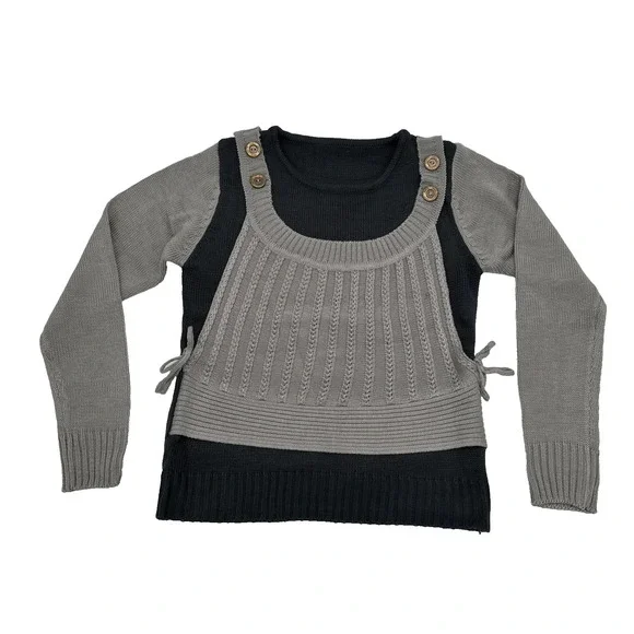 Nordstroms‎ Northeast X Southwest Pullover layered Grey Sweater S fairy core - Picture 2 of 14